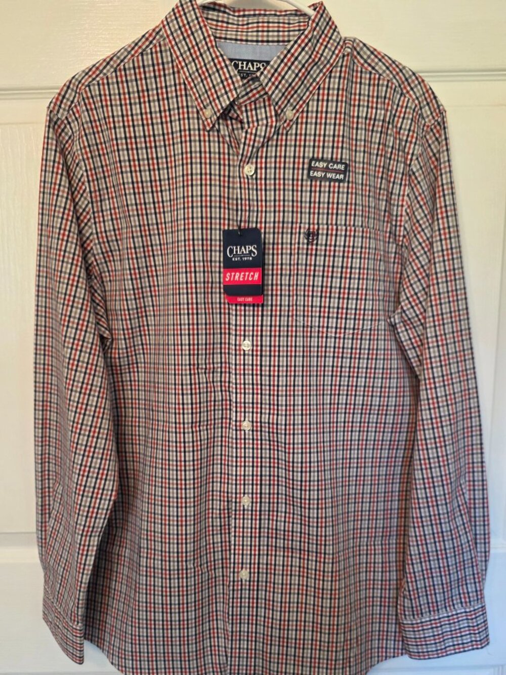 Chaps Men's Stretch Plaid Button-Down Shirt M